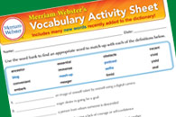 Download Vocabulary Activity Sheets