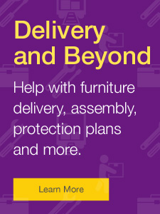 Free full service furniture delivery and set up when you spend $1000 or more on furniutre