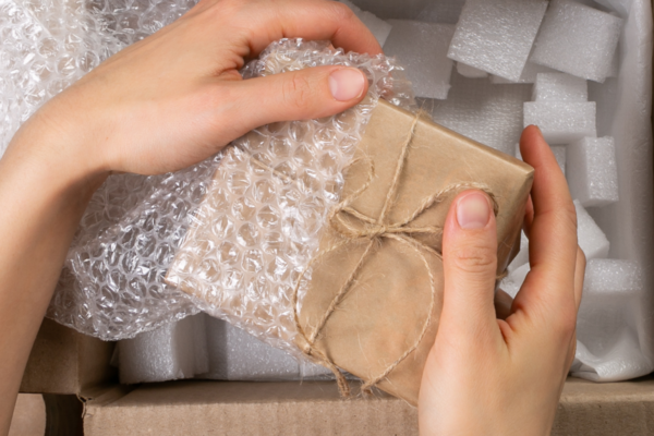 packing item with wraps & bubble paper