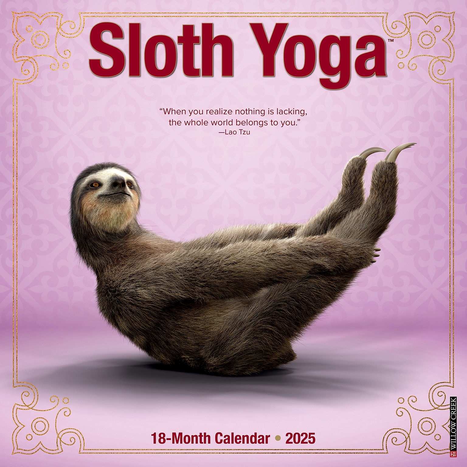 2025 Willow Creek Sloth Yoga 12 x 12 Monthly Wall Calendar (44940)