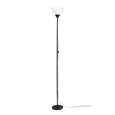 Creekwood Home Essentix 70 Tall Torchiere Essential Floor Lamp with White Plastic Shade, Black (CWF