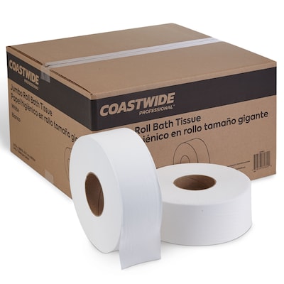 Coastwide Professional™ 1-Ply Jumbo Toilet Paper, White, 2000 ft./Roll, 12 Rolls/Carton (CW26214)
