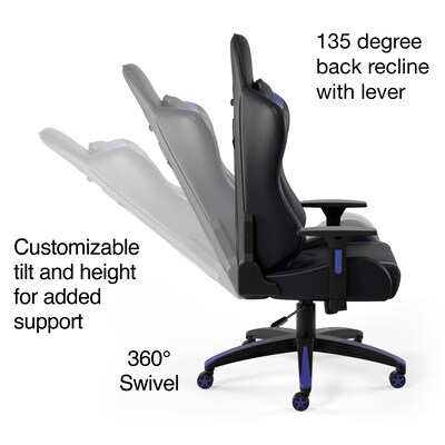Quill Brand® Emerge Vartan Bonded Leather Gaming Chair, Blue/Black (53242)  | Quill.com