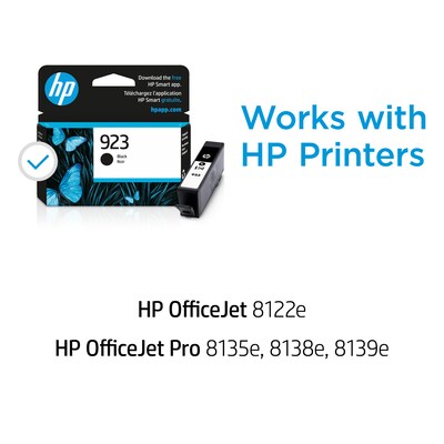 HP 923 Black Standard Yield Ink Cartridge (4K0T3LN), print up to 500 pages