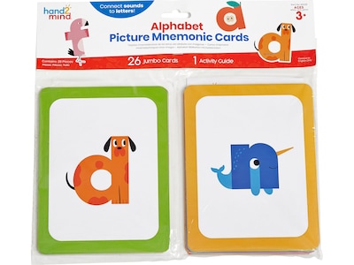 hand2mind Mnemonic Picture Alphabet Jumbo Flash Cards, 26/Set (96238)