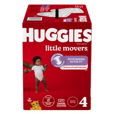 Huggies Little Movers Baby Diapers, Size 4, 120/Carton (53593)