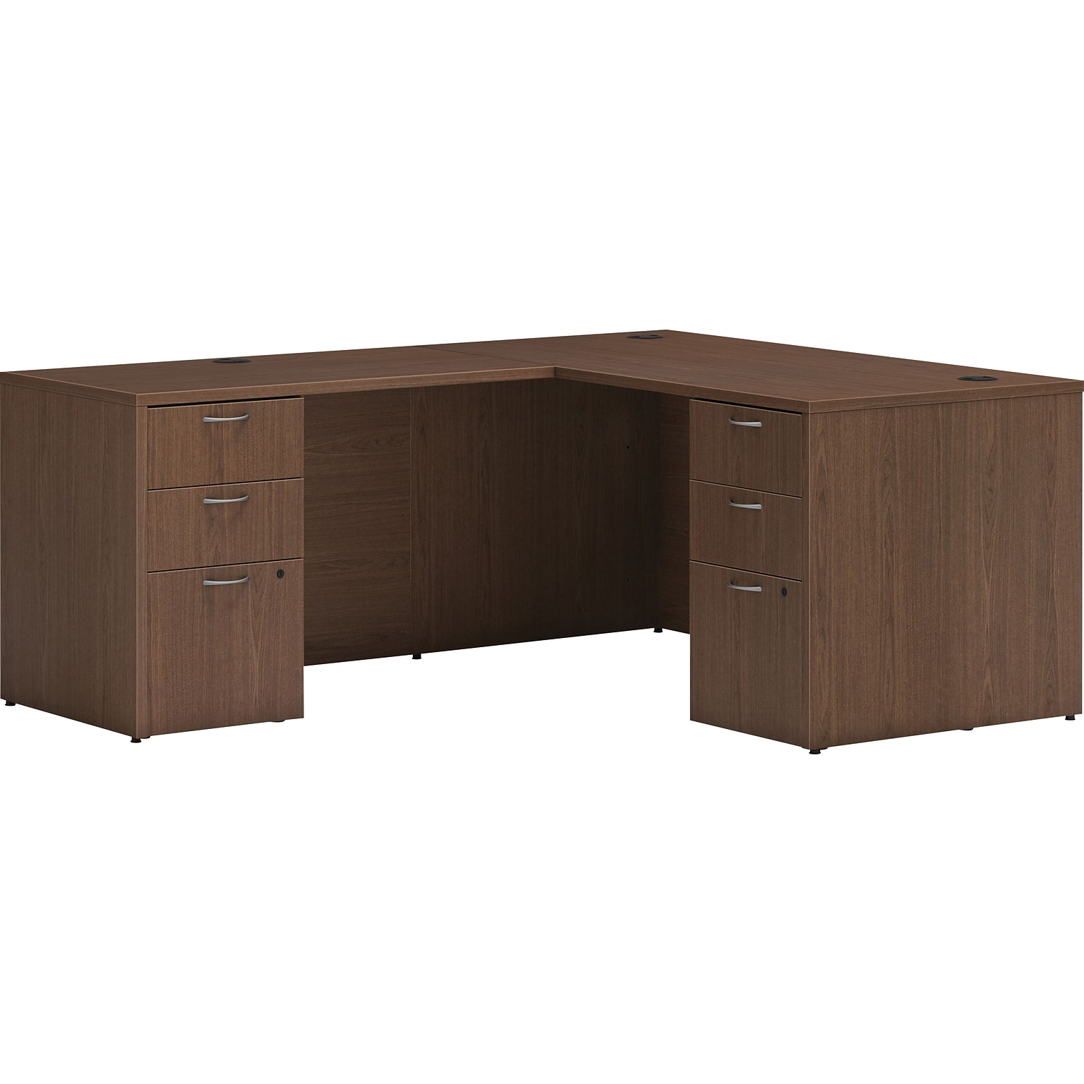 HON Mod 60W L-Shaped Double-Pedestal Desk, Sepia Walnut (HLPL6072LDESK2BBFSE1)