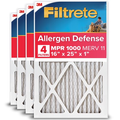 Filtrete Allergen Defense Air Filter, 16 x 25 x 1, 4/Pack (1000 MPR)