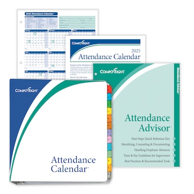 ComplyRight 2025 Attendance Calendar Set, 25 Forms/Pack (A1411W16PK25)