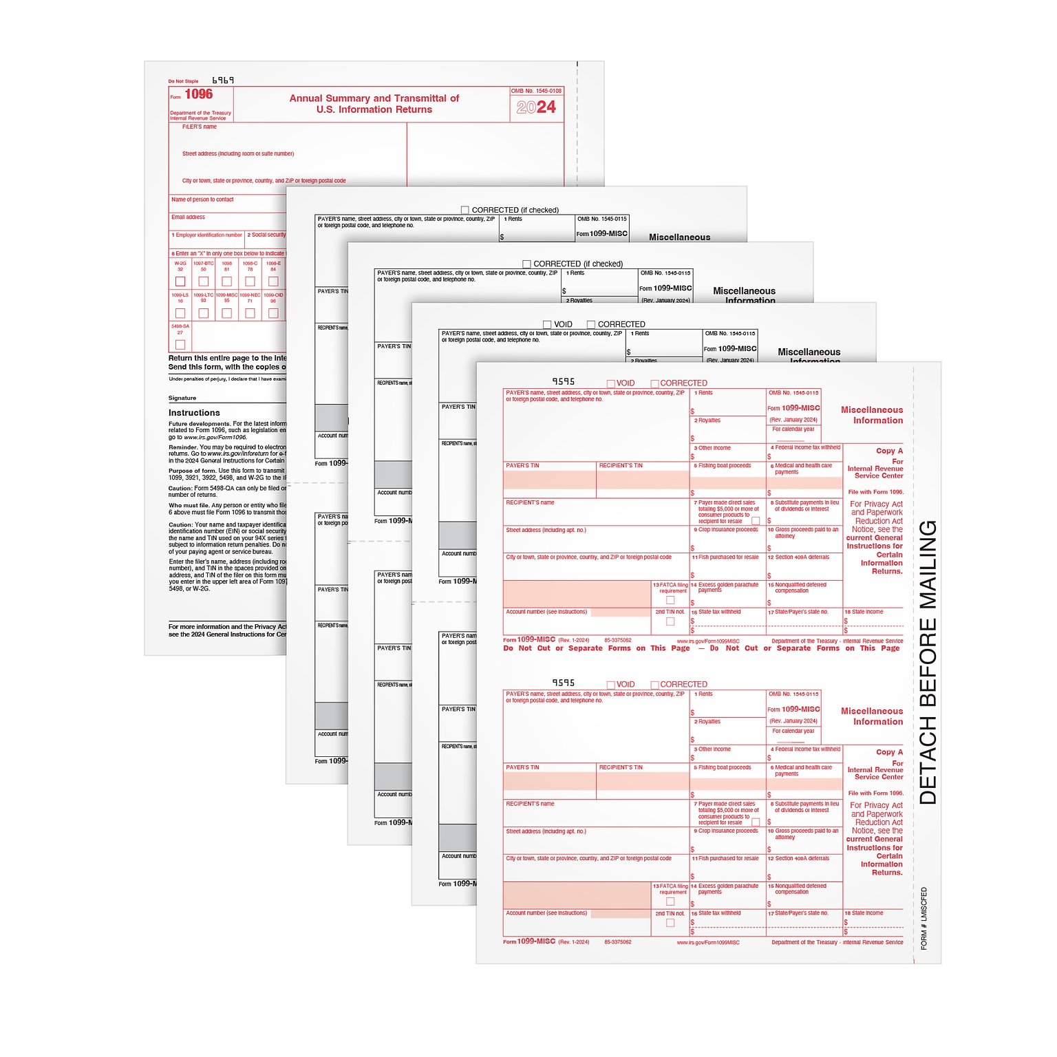 Adams 2024 1099-MISC 4-Part Laser/Inkject Tax Forms and software, 50/pack (6103Q)