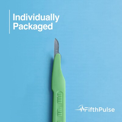 FifthPulse Sterile Disposable Scalpel, Stainless Steel #15 Blade Size, 10 Pack (FMN100611)