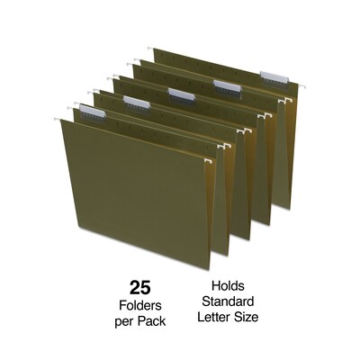 Quill Brand® Box Bottom Hanging File Folders, 3 Expansion, Letter Size, Dark Green, 25/Box (730052)