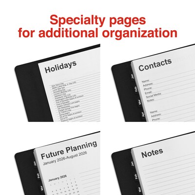 2025 Staples 8" x 11" Four-Person Daily Appointment Book, Black (ST58479-25)
