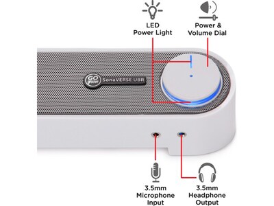 Gogroove SonaVERSE UBR Computer Speaker, White (GGSVUBR100WTEW)