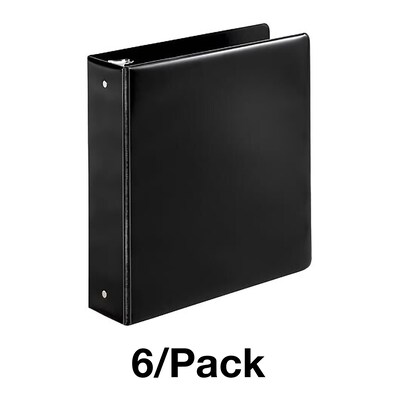 Quill Brand® Standard 2" 3 Ring Non View Binder, Black, 6/Pack
