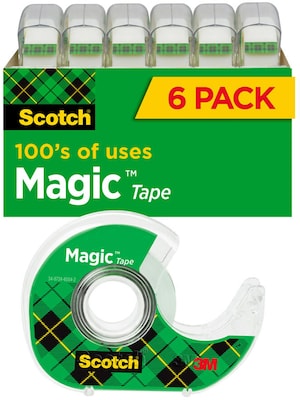 Scotch Magic Tape with Dispenser, 3/4 x 18.05 yds., 6/Pack (6122MP)