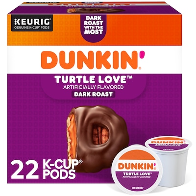 Dunkin' Turtle Love Coffee Keurig® K-Cup® Pods, Dark Roast, 22/Box (5000367615)