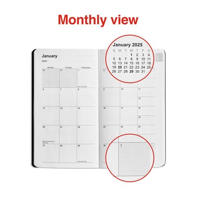 2025 Staples 3" x 6" Weekly & Monthly Planner, Black (ST12937-25)