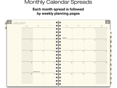 2025 Global Printed Products 8.5 x 11 Calendar Year Weekly & Monthly Planner, Plastic Cover, Black