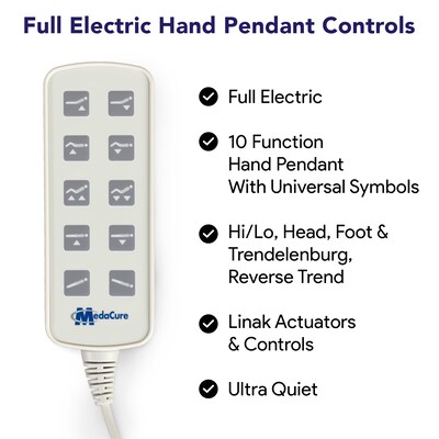 Medacure Electric Bariatric Adjustable Hospital Bed w/ Built in Scale, 10 Function Hand Pendant, 750 lb., Maple (MC-LXBARISMP)