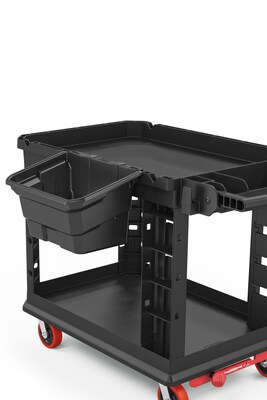 Suncast Commercial Cleaning Cart Waste Bin, Black Polypropylene, 4 gal. Capacity (BIN17102)