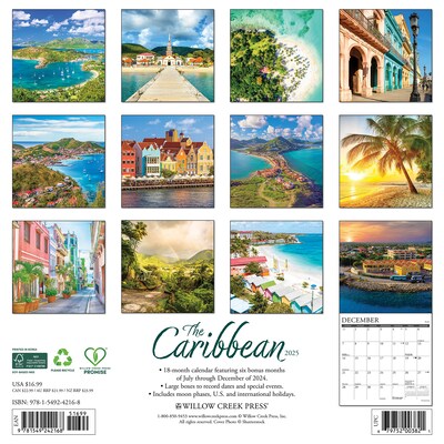 2025 Willow Creek Caribbean 12 x 12 Monthly Wall Calendar (42168)