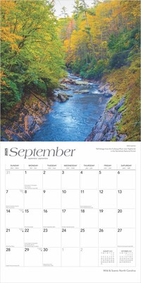 2025 BrownTrout North Carolina Wild & Scenic 12" x 12" Monthly Wall Calendar (9781975475444)