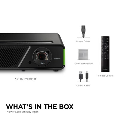 ViewSonic 4K UHD 2150 Lumens Xbox Certified 240Hz, 4.2ms Gaming Projector with HDR, Black/Green (X2-4K)