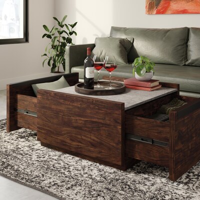 Sauder Manhattan Gate 31"W x 31"D Coffee Table, Rich Walnut (430360)