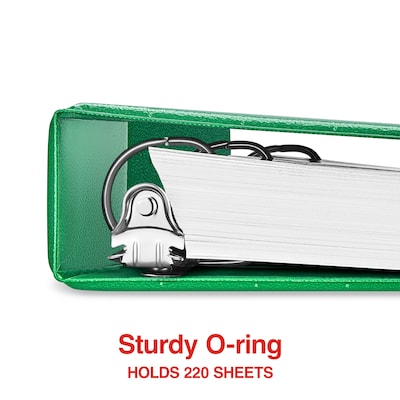 Staples® Standard 1" 3 Ring View Binder with D-Rings, Green (58652)