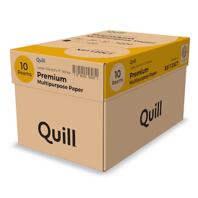 Image of Quill Brand® 8.5 x 11 Premium Multipurpose Paper, 20 lbs., 97 Brightness, 500 Sheets/Ream, 10 Reams/Carton (X81120CT)