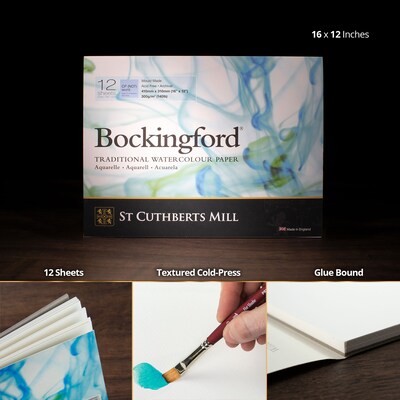 St Cuthberts Mill Bockingford 16" x 12" Watercolor Sketch Pad, 12 Sheets/Pad (STCT47130001011E)