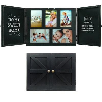 Excello Global Products Barndoor Picture Frame with Chalkboard, Black (EGP-HD-0413B)