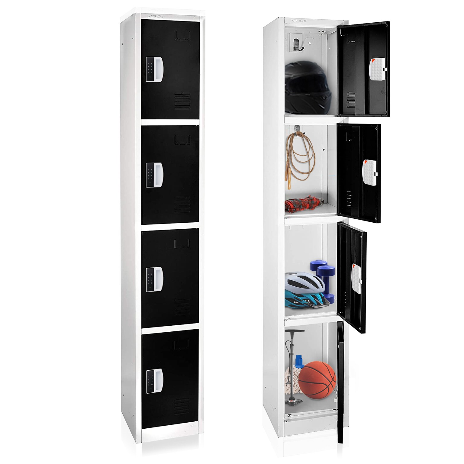 AdirOffice 72H 4-Tier Black Storage Locker (ADI629-204-BLK-DL)