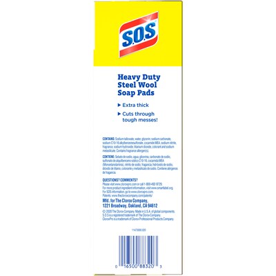 S.O.S CloroxPro Steel Wool Soap Pads, 15/Box (88320)