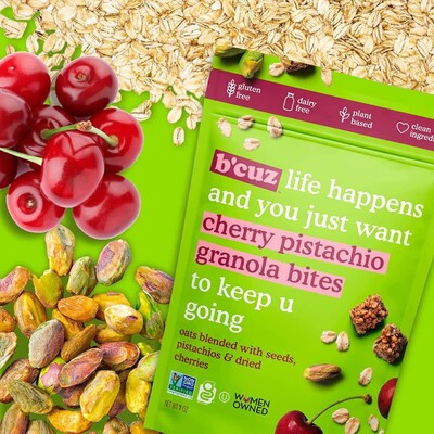 B'cuz Gluten Free Cherry Pistachio Granola Bites, 1 oz., 18 Bags/Box (BCZ-CHE118)