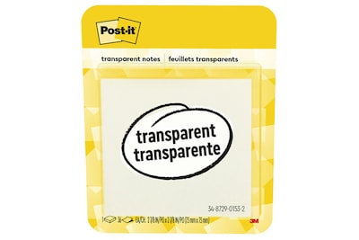 Post-it Transparent Notes, 2-7/8 x 2-7/8, 36 Sheets/Pad (600-TRSPT)