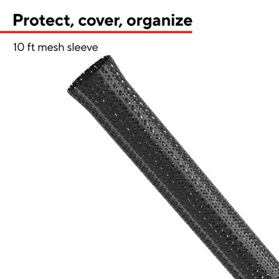 Staples TECH 10' Cord Sleeve, Black (ST62391)