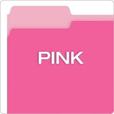 Pendaflex Recycled File Folder, 1/3-Cut Tab, Letter Size, Pink, 100/Box (42101/3PIN)