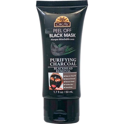 OKAY Peel Off Black Mask Purifying Charcoal, 1.7 oz Packet, 6 Packets/Bag, 4 Bags/Carton