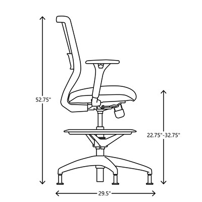 HON Solve Mesh/Vinyl Task Stool with Backrest and Footrest with Lumbar Support, Black (HSLVSMM.Y0.A.G.IM.UR10.BL.SB.T)