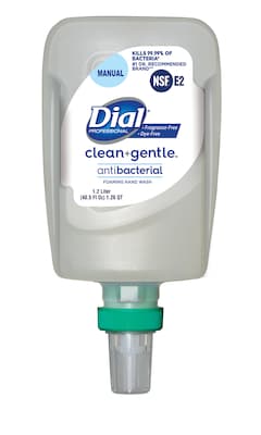 Dial Complete Clean + Gentle Antibacterial FIT Universal Manual Foaming Hand Soap Refill, 40.5 Fl. Oz., 3/Carton (DIA32100)
