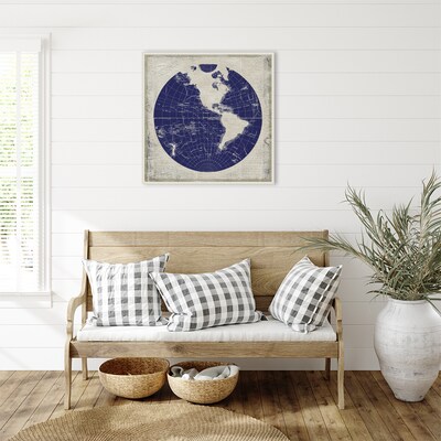 Amanti Art BluePrint Map I by Elizabeth Medley Framed Canvas Wall Art Print, 30" x 30" (A42678299878)