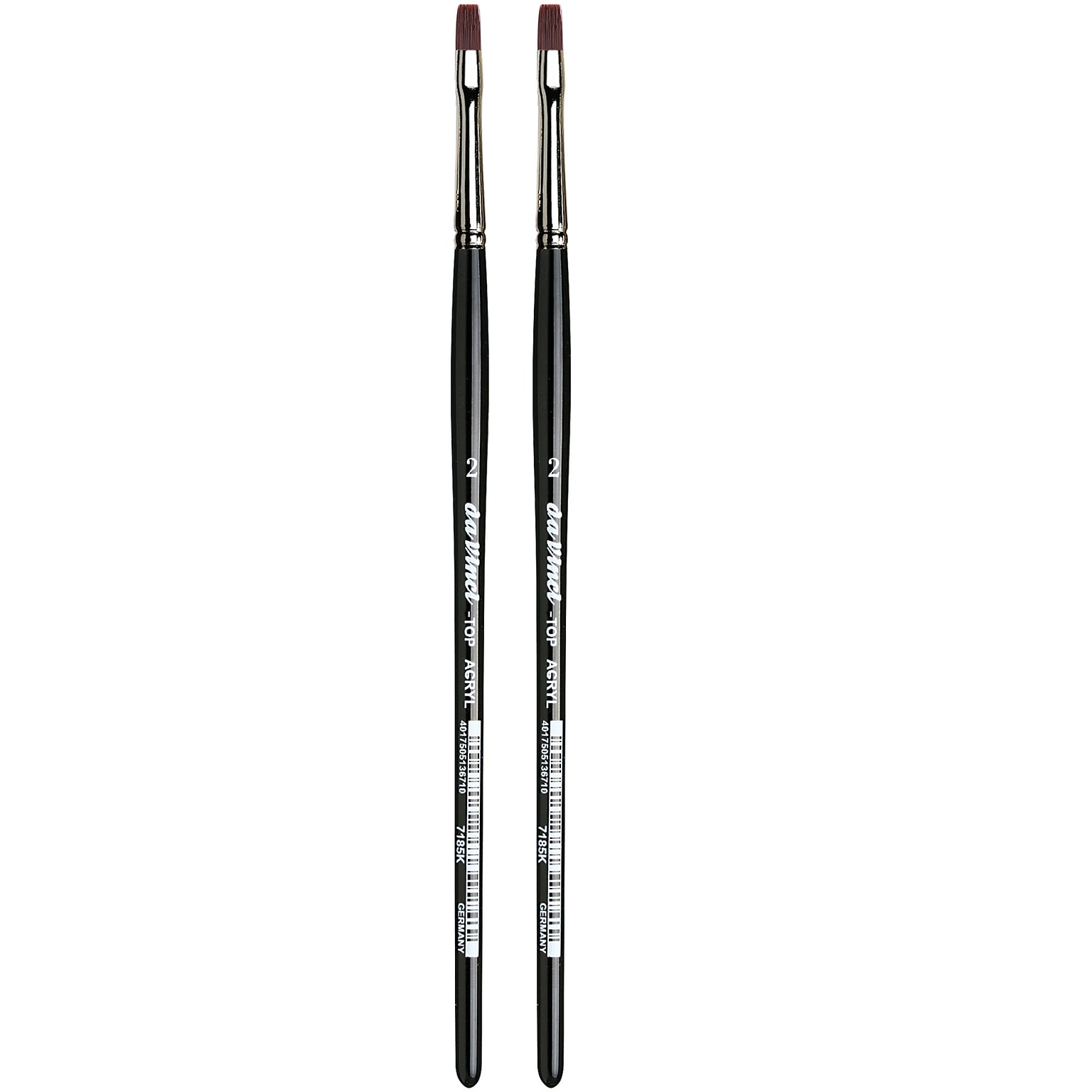 da Vinci TOP-ACRYL Bright Red-Brown Brush, Synthetic, Acrylic & Oil, Flat, Series 7185K, Size 2, 2/Pack (DVXVA7185K2-2)