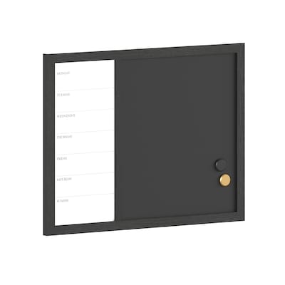 Martha Stewart Everette Magnetic Chalk-Dry Erase Weekly Calendar Combo Set, Engineered Wood Frame, 24"x18" (BRPMCO1M24561BK)