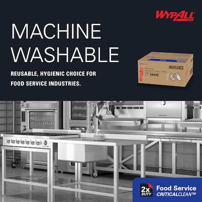 WypAll CriticalClean Foodservice Cloths, 12.5" x 23.5", White, 200 Sheets/Box (06053)