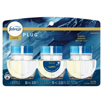 Febreze Plug Air Freshener Warmer Refill, Ocean Scent, 0.87 fl. oz., 3/Pack (71932)