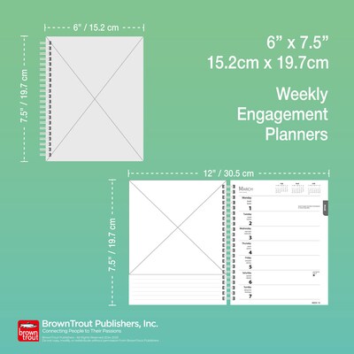 2025 BrownTrout Dachshunds 6" x 7.75" Weekly Engagement Planner, Paper Cover, Multicolored (9781975473174)