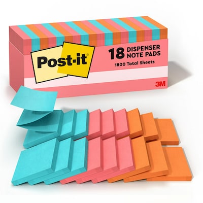 Post-it Pop Up Sticky Notes, 3 x 3 in., 18 Pads, 100 Sheets/Pad, The Original Post-it Note, Poptimis