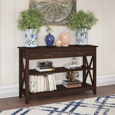 Bush Furniture Key West 47" x 16" Console Table with Drawers and Shelves, Bing Cherry (KWT248BC-03)